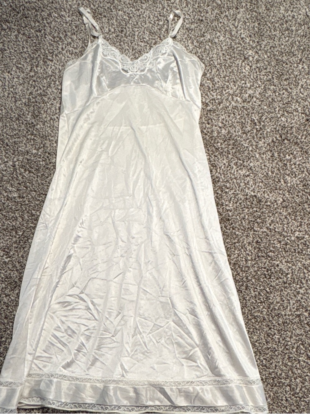 Women's Ivory Satin Slip with Lace Trim